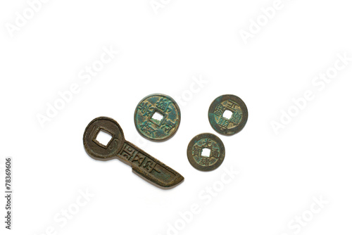 Wallpaper Mural Ancient Chinese  bronze coins on white background Torontodigital.ca