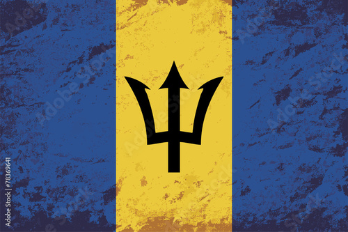 Barbados flag. Grunge background. Vector illustration