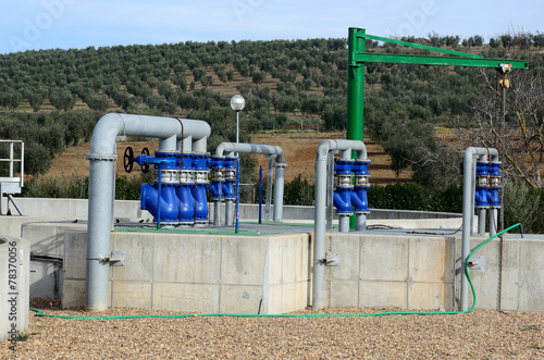 water treatment plant with valves and pipes