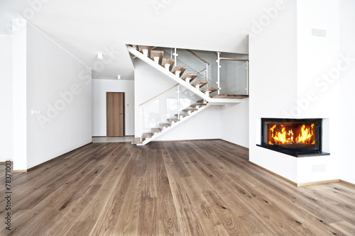 empty room with fire place