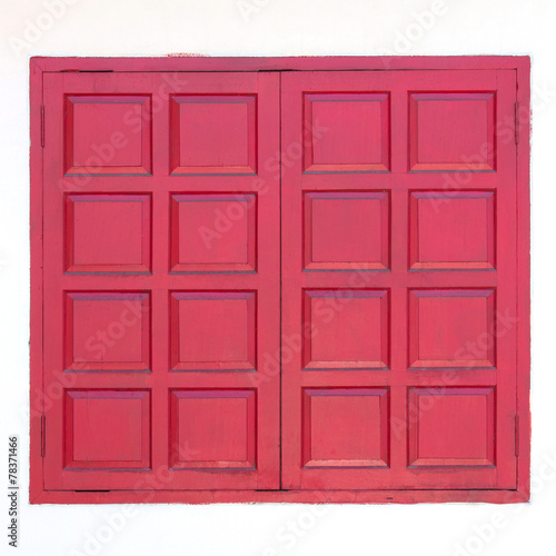 red wooden window
