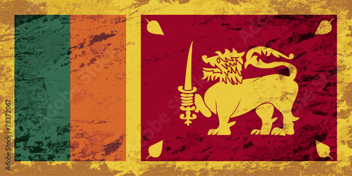 Sri Lanka flag. Grunge background. Vector illustration