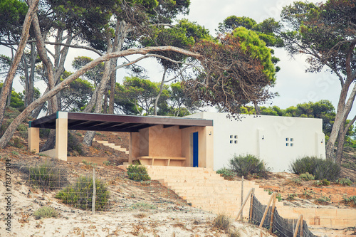 Modern restroom on the beach.