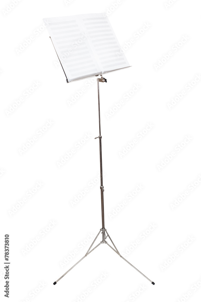 Fototapeta premium music stand with blank book isolated on white