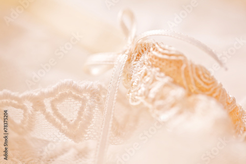 Obraz na płótnie Tenderness peachys lingerie with candle and motif. Love mood. w salonie