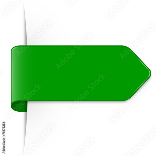 Langer grüner Sticker Pfeil mit Schatten und Textfreiraum