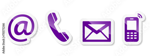 Contact Us – Purple sticker icons