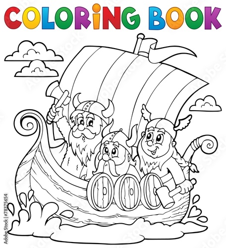 Coloring book with Viking ship