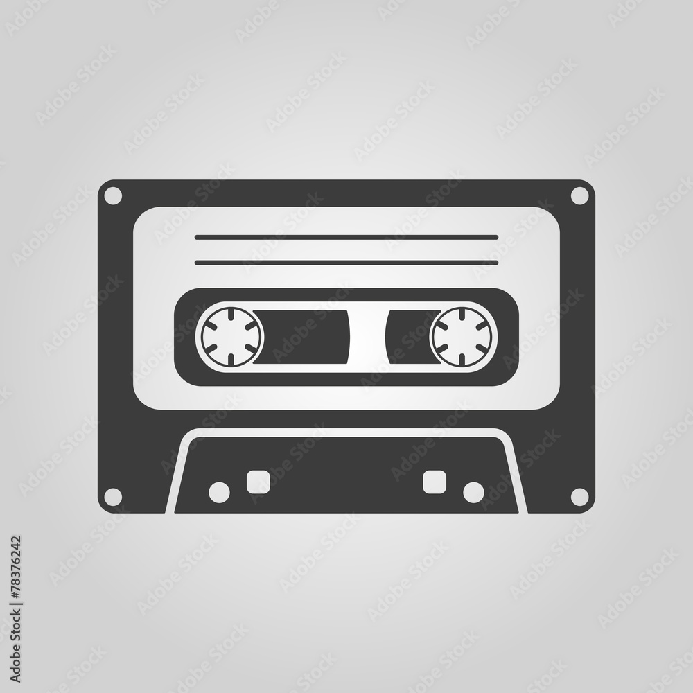 The tape icon. Cassette symbol. Flat The tape icon. Cassette symbol. Flat