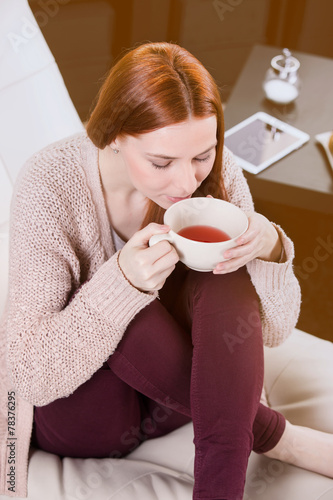 girl drinking tea