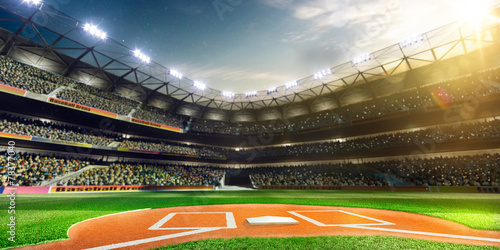 Canvas Print Professional baseball grand arena in sunlight