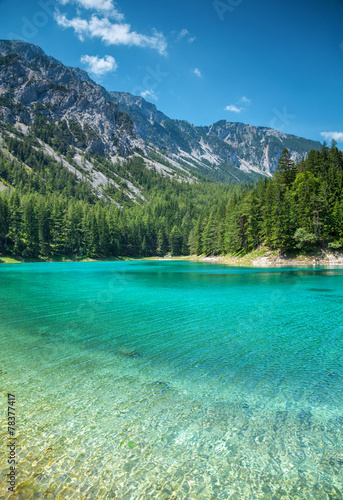 Grüner see with crystal clear water in Austria