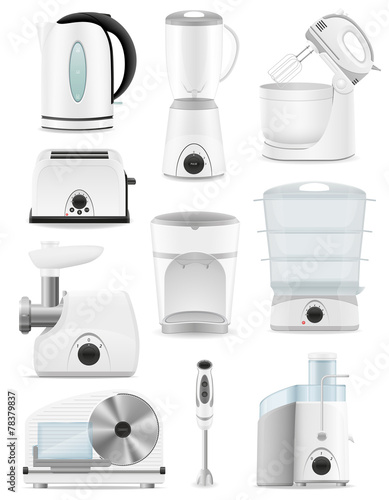 set icons electrical appliances for the kitchen vector illustrat