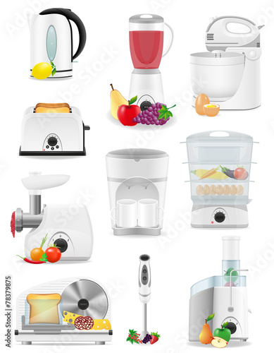 set icons electrical appliances for the kitchen vector illustrat
