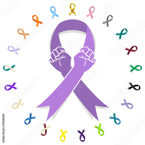General cancer awareness ribbon, fight against cancer