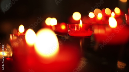 Red votive candles close up. photo