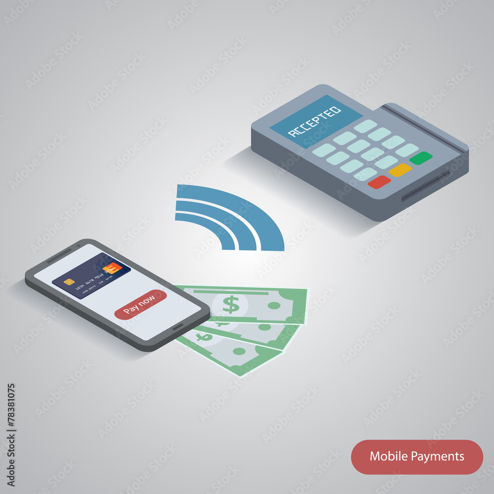 Mobile payment concept with a symbol of credit card on smartphon Mobile payment concept with a symbol of credit card on smartphon
