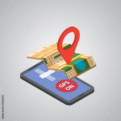 Wallpaper Mural GPS mobile navigation with tablet or smartphone. Isometric style Torontodigital.ca