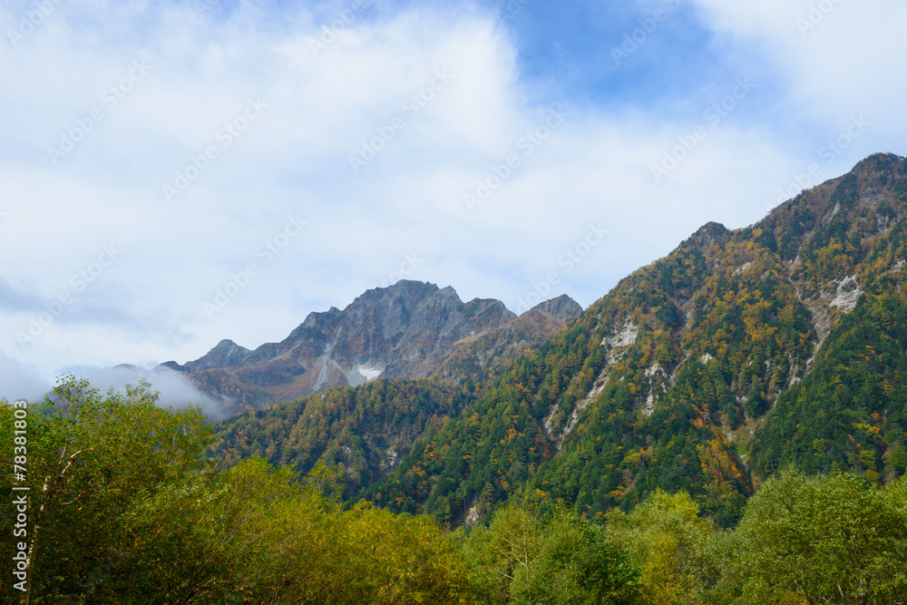 Hotaka mountains in Autumn in the Northern Japan Alps