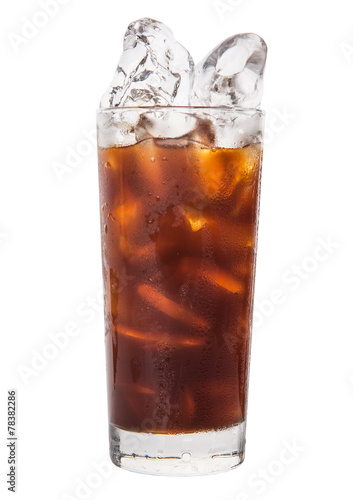 Plain ice coffee over white background
