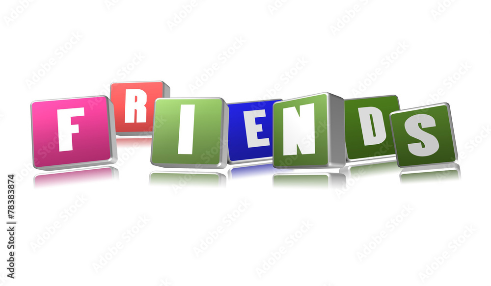 Friends word in 3D boxes Friends word in 3D boxes