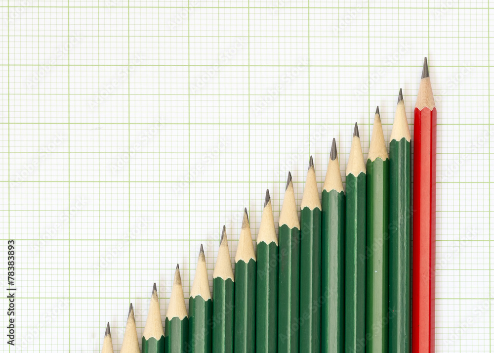 Pencils arrangement in pattern of graph on graph sheet. Pencils arrangement in pattern of graph on graph sheet.