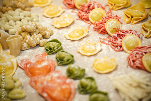 Different types of italian fresh pasta