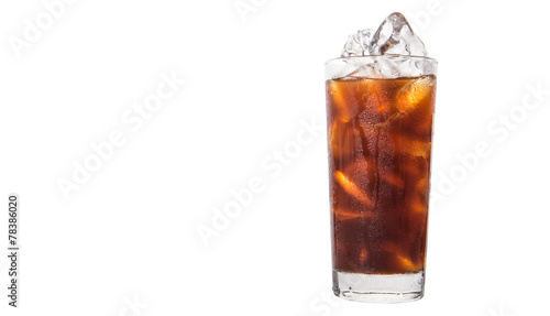 Plain ice coffee over white background