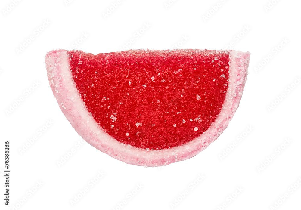 red fruit jelly, segments isolated on the white red fruit jelly, segments isolated on the white