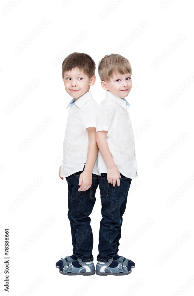 Four-year-old twins boys, to the utmost, isolated Four-year-old twins boys, to the utmost, isolated