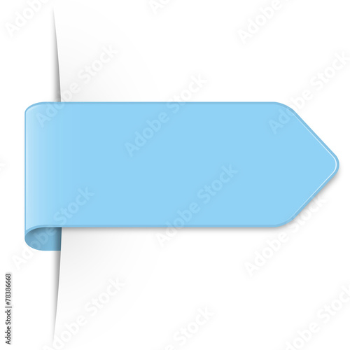 Long light blue arrow sticker with shadow and space for text