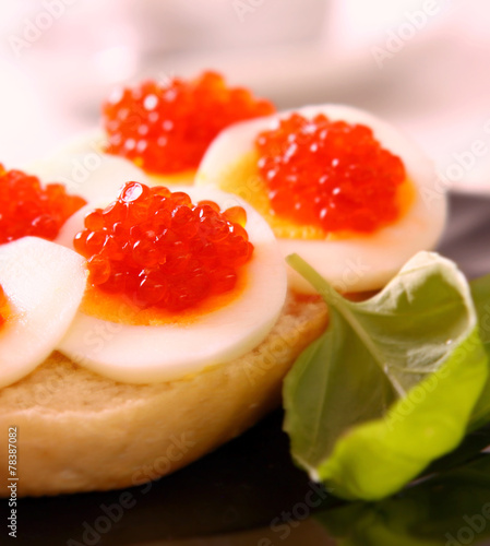 Fresh red caviar.