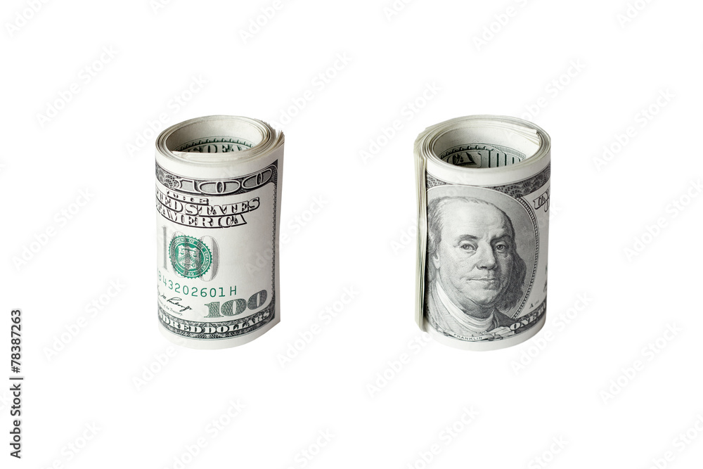 Roll of dollars isolated on white background Roll of dollars isolated on white background