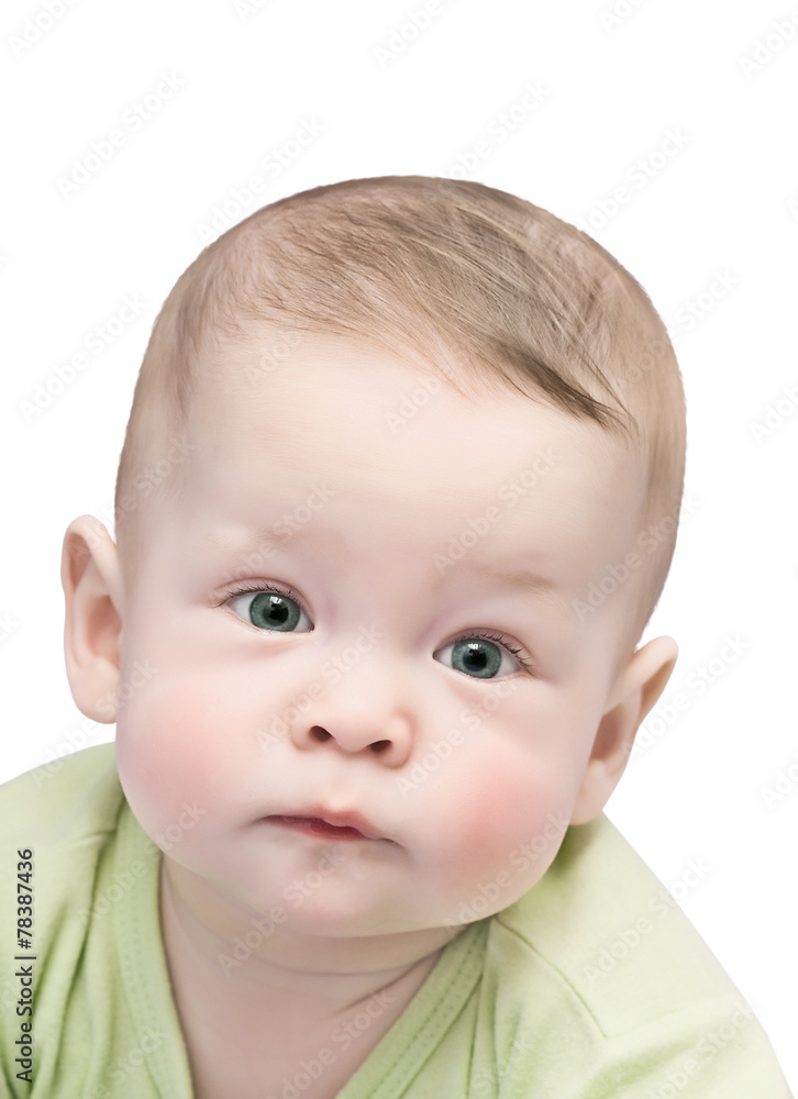 The child on the white, isolated The child on the white, isolated