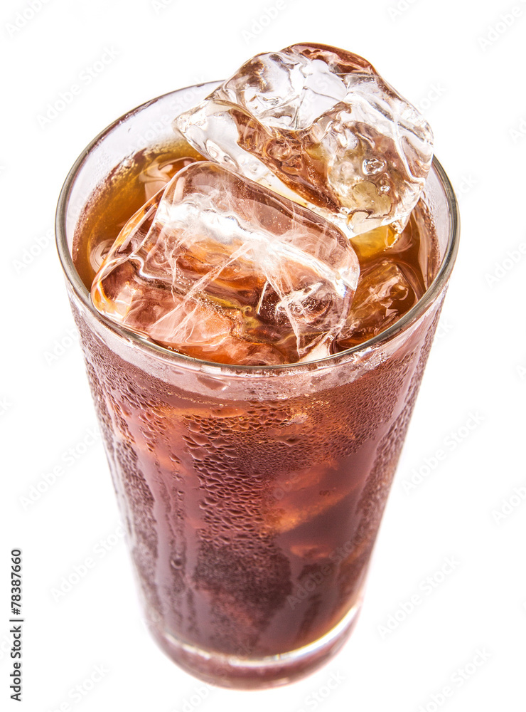 Plain ice coffee over white background