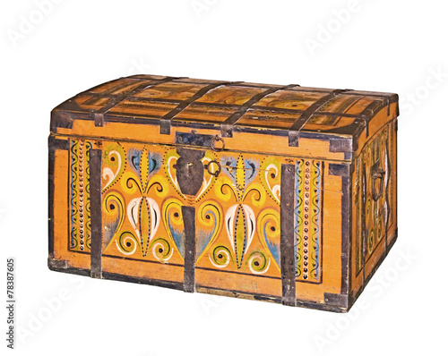 Ancient chest , isolated on the white