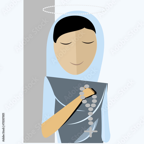 holy mary, blue  mantle with rosary