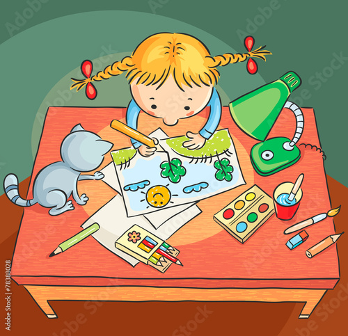 Girl drawing a picture