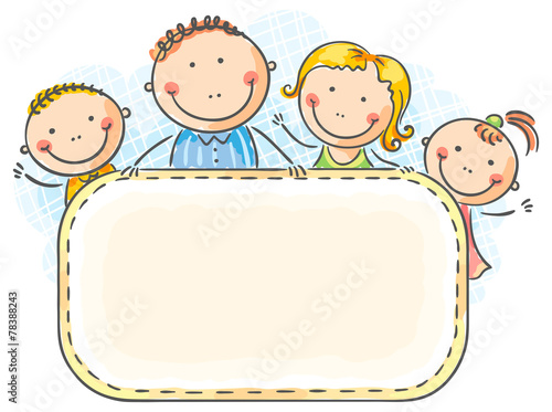 Happy family with two children