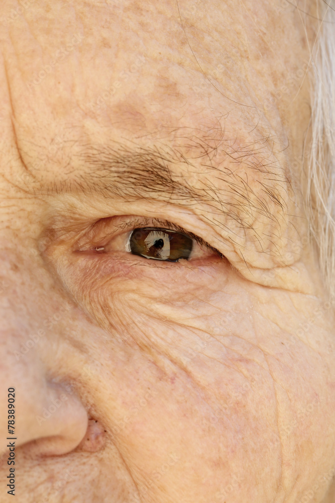 Close-up of old woman's eye