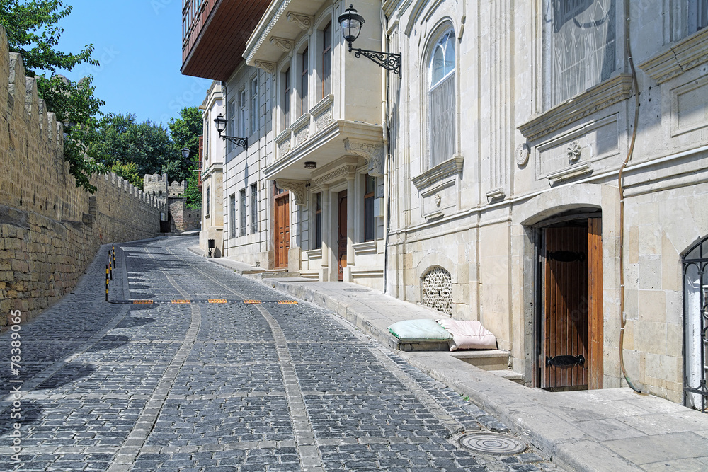 Kicik Qala Street and fortress wall of the Baku Old City