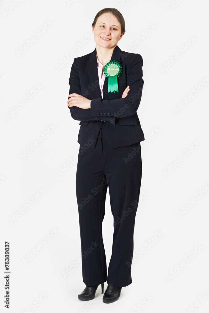 Full Length Portrait Of Female Green Party Politician Wearing Ro Full Length Portrait Of Female Green Party Politician Wearing Ro