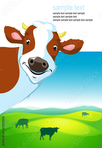vector design with cow and landscape