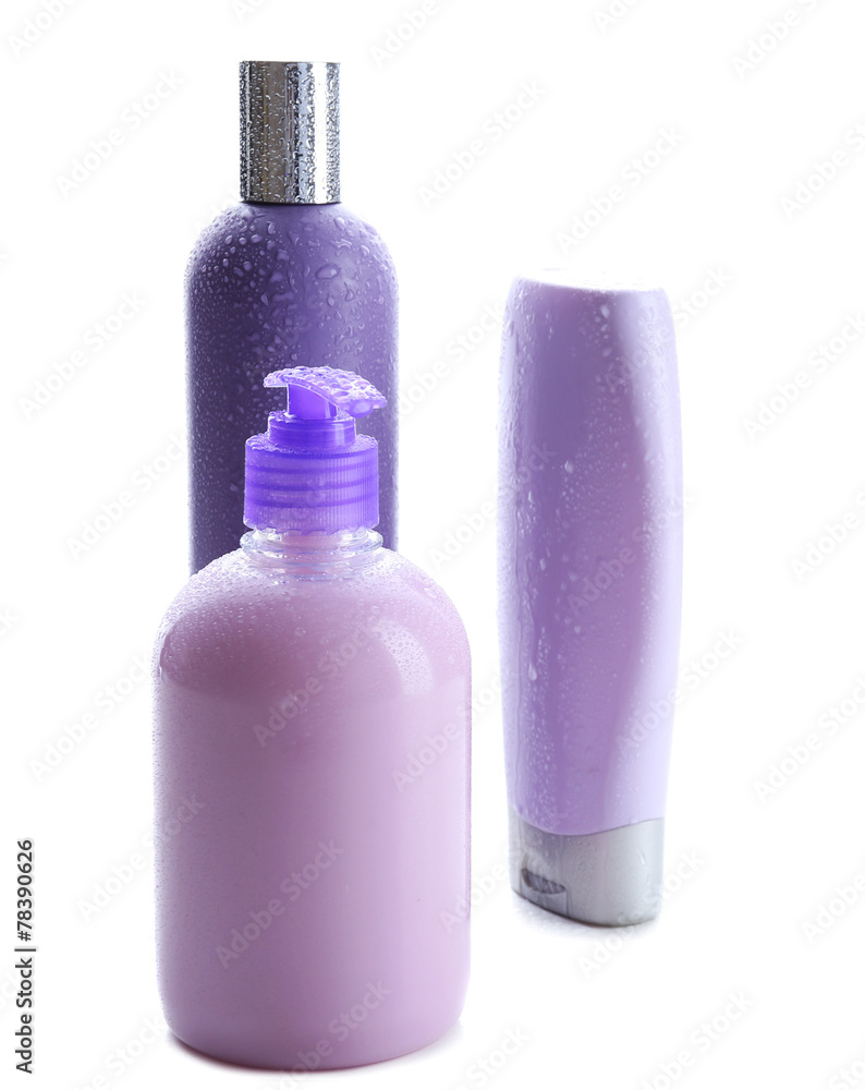 Cosmetic bottles isolated on white Cosmetic bottles isolated on white