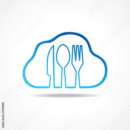 Label for restaurant with kitchen utensils vector
