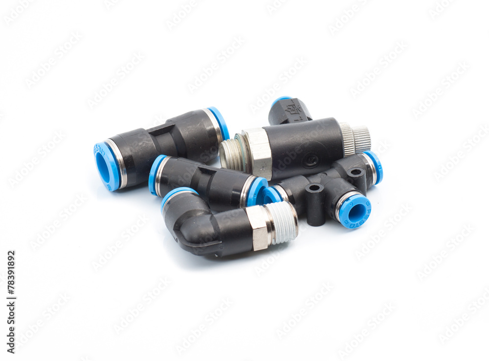 Pneumatic fitting on isolated background Pneumatic fitting on isolated background
