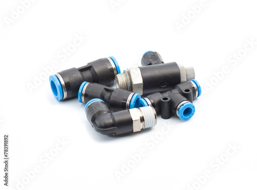 Pneumatic fitting on isolated background