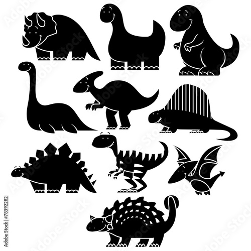 Set Of Different Cute Cartoon Dinosaurs