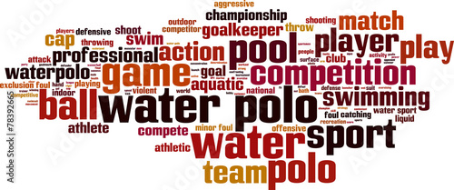 Water polo word cloud concept. Vector illustration