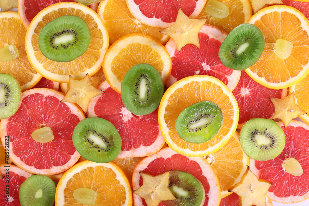 Sliced fruits background Sliced fruits background